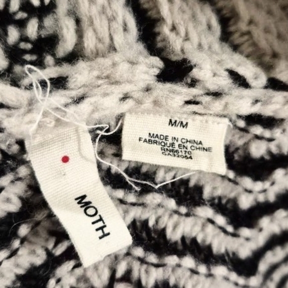 **Anthros** MOTH Filamentous Chevron Print Open Front Belted Cardigan. Size M - Picture 8 of 16